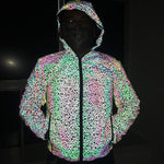 Men's Colorful Stripe Reflective Windbreaker Jacket