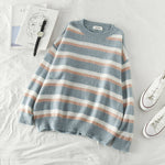 Women's Two-Piece Striped Pullover Sweater + High Waist Jeans