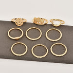 9pcs/set Vintage Gold Rings