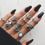 10pcs Vintage Silver Ring Sets