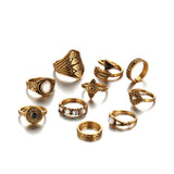 10pcs Vintage Silver Ring Sets