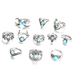 11pcs/Set Vintage Antique Silver Rings Set