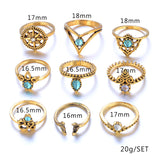 9 Pcs/Set Gold Silver Ring for Women