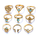 9 Pcs/Set Gold Silver Ring for Women