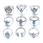 9 Pcs/Set Gold Silver Ring for Women