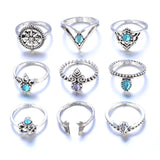 9 Pcs/Set Gold Silver Ring for Women