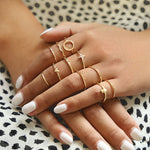 11 Pcs/set Simple Classic Glossy Ring Set for Women