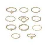 11 Pcs/set Simple Classic Glossy Ring Set for Women