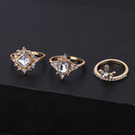 12 Pcs/Set Vintage Classic Crystal Rings Set