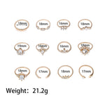 12 Pcs/Set Vintage Classic Crystal Rings Set