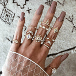 12 Pcs/Set Vintage Classic Crystal Rings Set