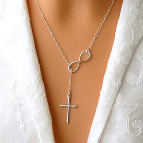 Casual Silver Chain Cross Necklace