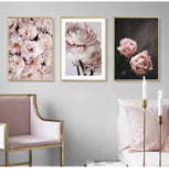 Modern Romantic Light Pink Flowers Canvas Painting