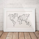 Abstract Geometric World Map Canvas Wall Art