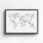 Abstract Geometric World Map Canvas Wall Art