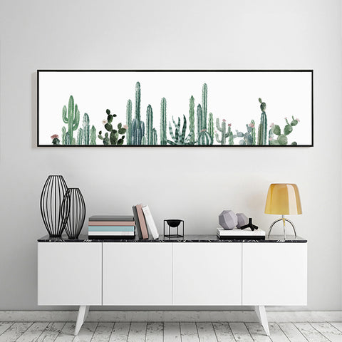 Canvas Print Long Painting Mini Desert Plant Cactus