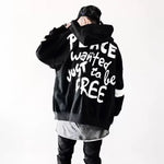 "Peace wanted just to be free" men's streetstyle hoodie