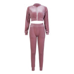 Women Velvet Tracksuit Sweatshirt Pants Set