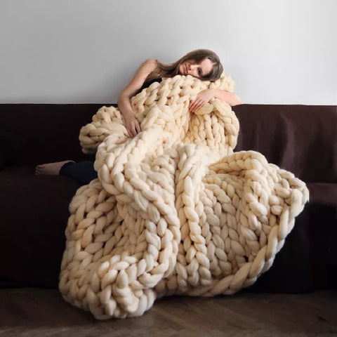 Hand Chunky Knitted Blanket