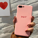 Pink Me Black You love Heart Shape Lovers PC Hard Phone Case