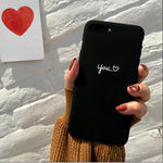 Pink Me Black You love Heart Shape Lovers PC Hard Phone Case