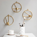 1pc Gold Round Wrought Iron Geometric wall-mounted Candlestick