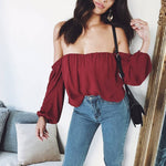 Off shoulder Chiffon Women's Blouse