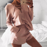 2Pcs Women Long Sleeve Tracksuit Hoodie Set