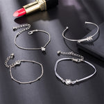 4 Pcs/ Set Retro Fashion Women Charm Bracelets