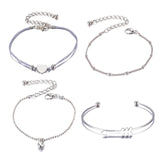 4 Pcs/ Set Retro Fashion Women Charm Bracelets