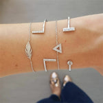 4 Pcs/set Personality Punk Geometric Crystal Feather Chain