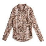 Women Leopard Print Long Sleeve Button V Neck