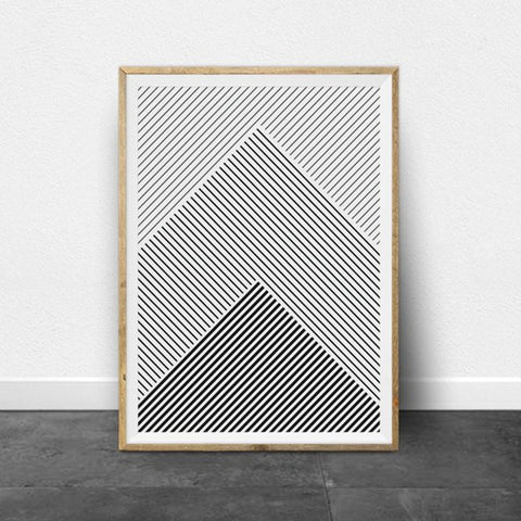 Black and White Stripes Geometric Art Canvas Poster