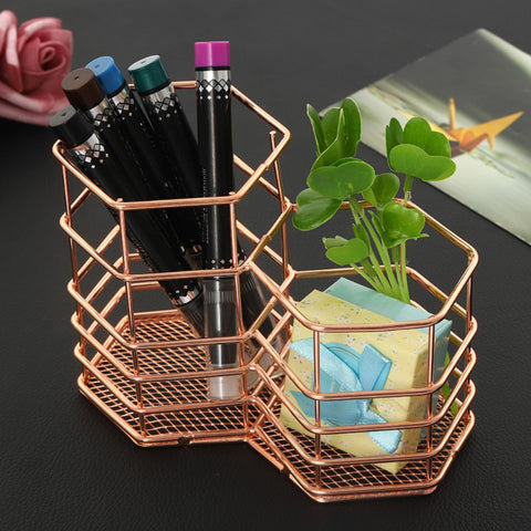 Nordic Simplicity Style Rose Gold Metal Storage Basket