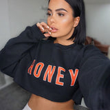 Black Long Sleeve Crop Top