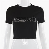 Women's Rhinestones Print Casual Crop Top T-Shirt