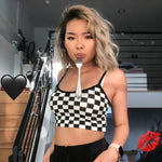 Women's Streetwear Checkered Crop Top