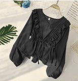 Women's V Neck Lace Blouse