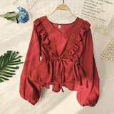 Women's V Neck Lace Blouse