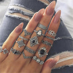 6 Pcs Set Fashion Leaf Crystal Women's Ring Set