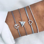 Women's Mixed Heart LOVE Crystal Marble Charm Bracelets