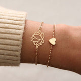 Bracelet Sets Minimalist Hollow Lotus Bangle Bracelets