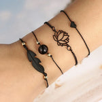 Bracelet Sets Minimalist Hollow Lotus Bangle Bracelets