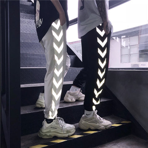 Unisex Streetwear Reflective Pants