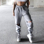 Women Casual Streetstyle Hole Pants