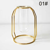 Nordic Style Iron Metal Art Glass Flower Vases