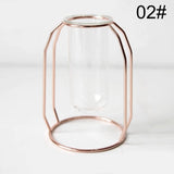 Nordic Style Iron Metal Art Glass Flower Vases