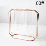 Nordic Style Iron Metal Art Glass Flower Vases