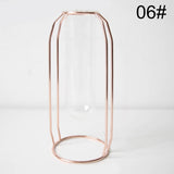 Nordic Style Iron Metal Art Glass Flower Vases