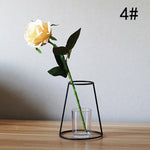 Nordic Style Iron Metal Art Glass Flower Vases